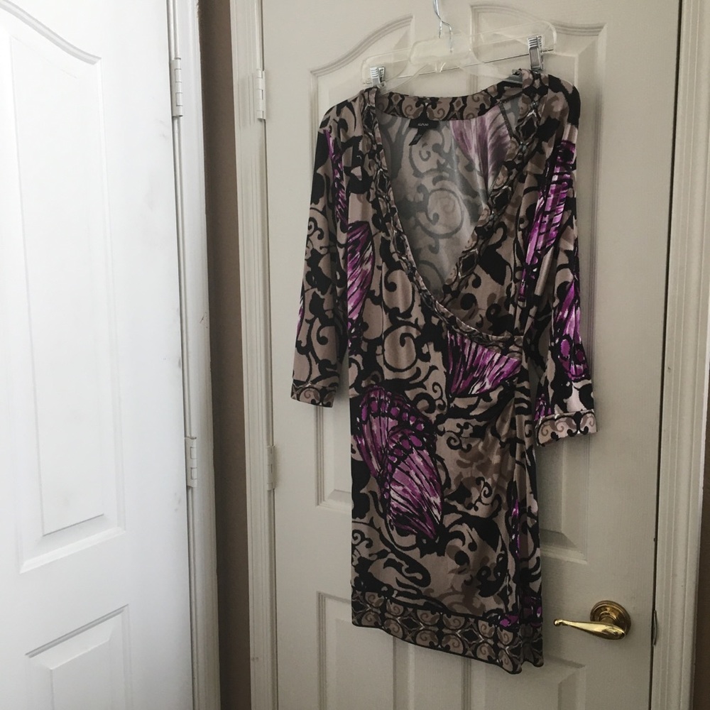 Alfani Black and Purple Patterned Dress